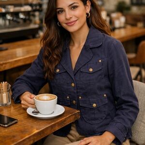 Galeno, Elegant Navy Utility Jacket for Women